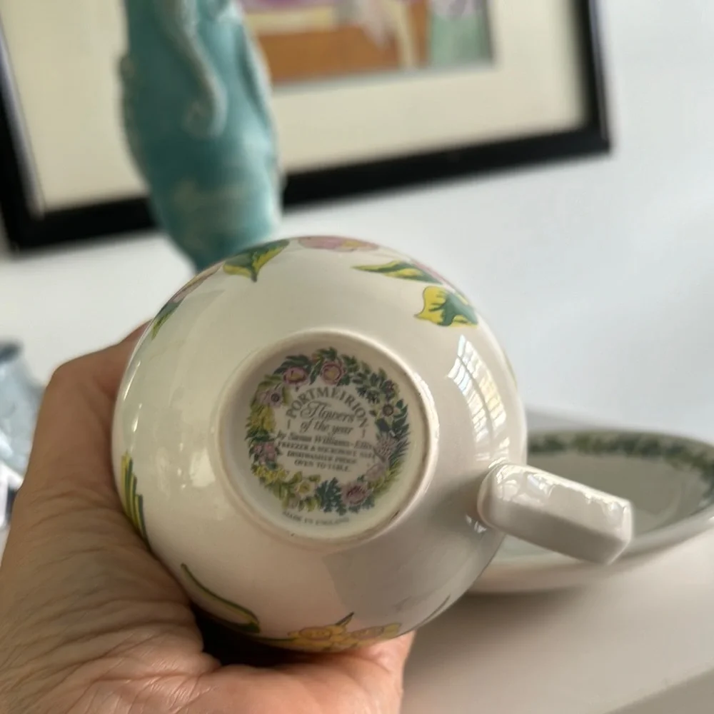 Vintage Portmeirion Flowers of the Year Pattern Cup and Saucer Made in England